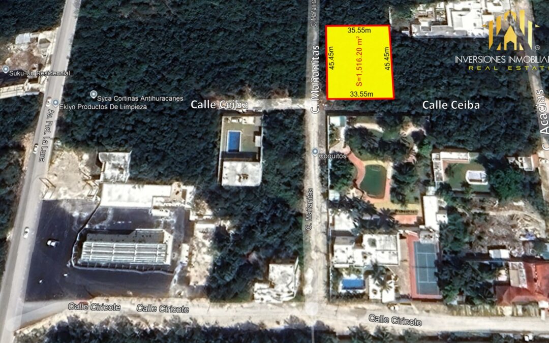 SE VENDE TERRENO DE 1,516 M2 CON UBICACIÓN PREMIUM EN CANCÚN